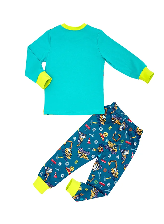 babyqlo Construction Site Glow-in-the-Dark Cotton Pajama Set for Boys