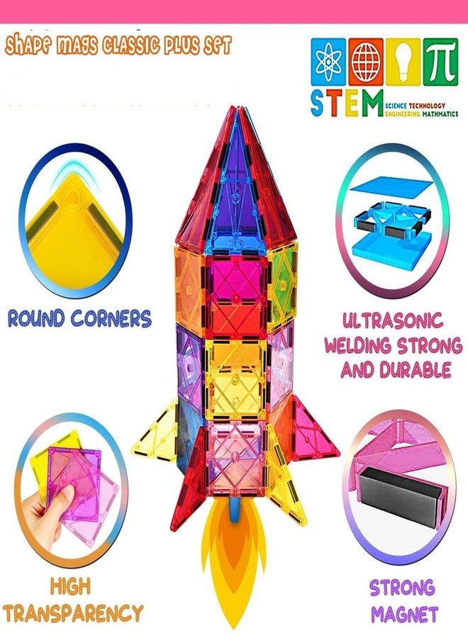 Landtaix Magnetic Tiles,100PCS Magnet Building Blocks for Kids Educational Magnetic Blocks Sensory Toys Montessori Stacking Gift for 3 4 5 6 7 Year Old Boys Girls Construction STEM Toys Set with 2 Cars - Image 4