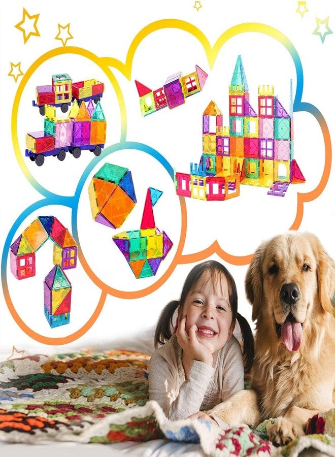 Landtaix Magnetic Tiles,100PCS Magnet Building Blocks for Kids Educational Magnetic Blocks Sensory Toys Montessori Stacking Gift for 3 4 5 6 7 Year Old Boys Girls Construction STEM Toys Set with 2 Cars - Image 3