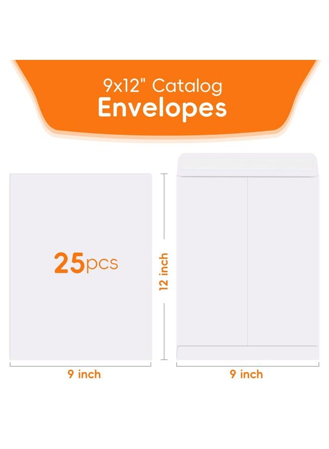 FloraSea 25 Pack Catalog Mailing Envelopes, 9 x 12 Inches Self-Seal White Manilla Envelopes for Mailing, Organize, storage, Home, Office Business - Image 2