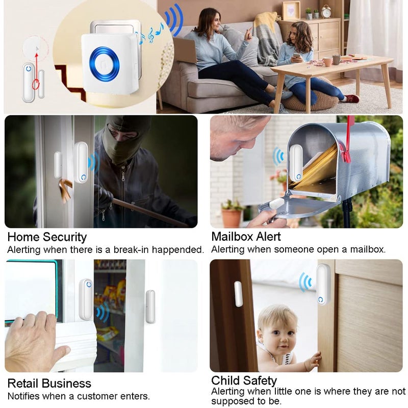 YisTech Caregiver Pager Door Alarms for Dementia Patients/Kids Safety/Home Security,Wireless Door Alarm Sensor for Elderly/Business/Home/Store (Three Sensor Two Receiver) - Image 3