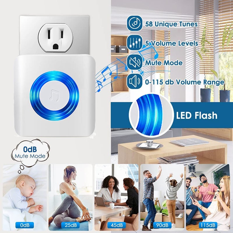 YisTech Caregiver Pager Door Alarms for Dementia Patients/Kids Safety/Home Security,Wireless Door Alarm Sensor for Elderly/Business/Home/Store (Three Sensor Two Receiver) - Image 4