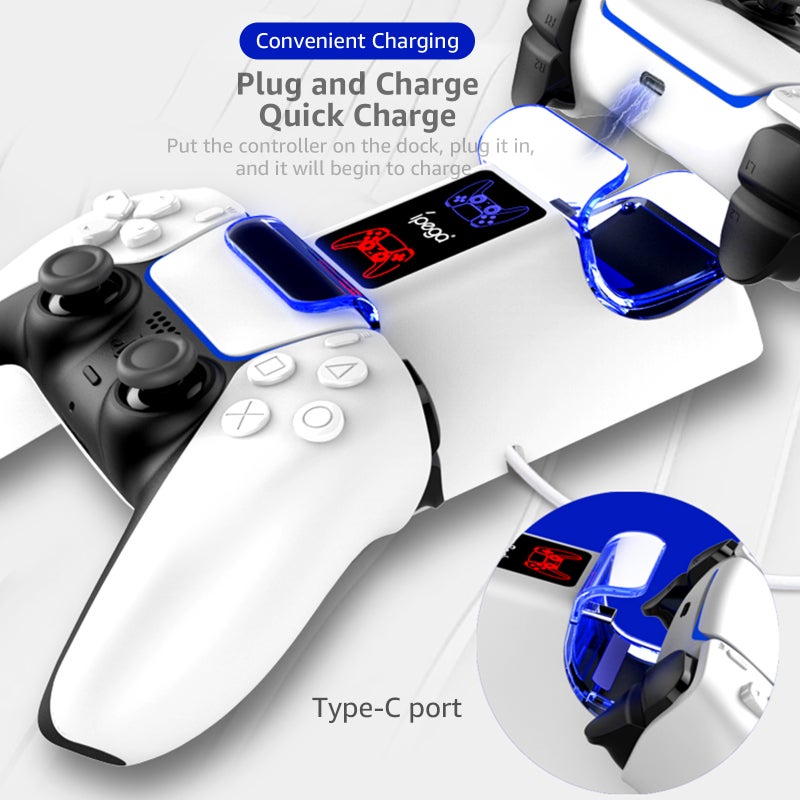 iPega PG-P5003 Fast Charging Station Dual USB Charger Dock with LED Indicator Controller Charging Dock Stand Replacement for PS5 DualSense Wireless Controller - Image 4