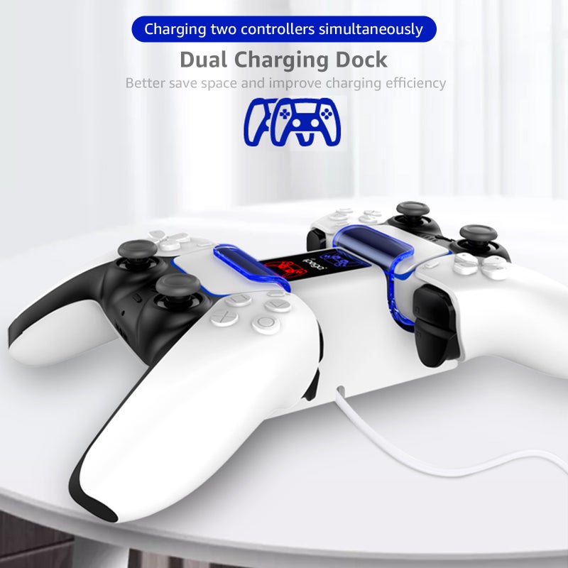 iPega PG-P5003 Fast Charging Station Dual USB Charger Dock with LED Indicator Controller Charging Dock Stand Replacement for PS5 DualSense Wireless Controller - Image 3