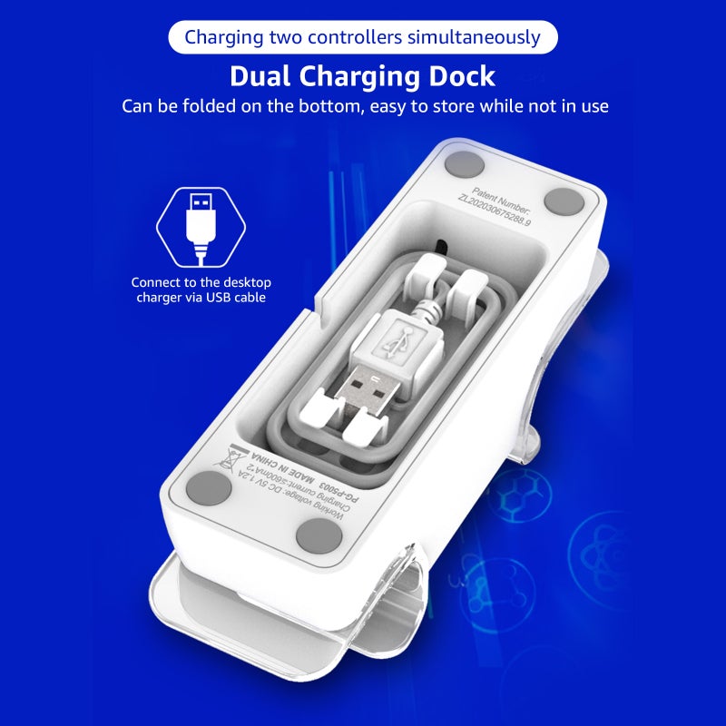 iPega PG-P5003 Fast Charging Station Dual USB Charger Dock with LED Indicator Controller Charging Dock Stand Replacement for PS5 DualSense Wireless Controller - Image 2