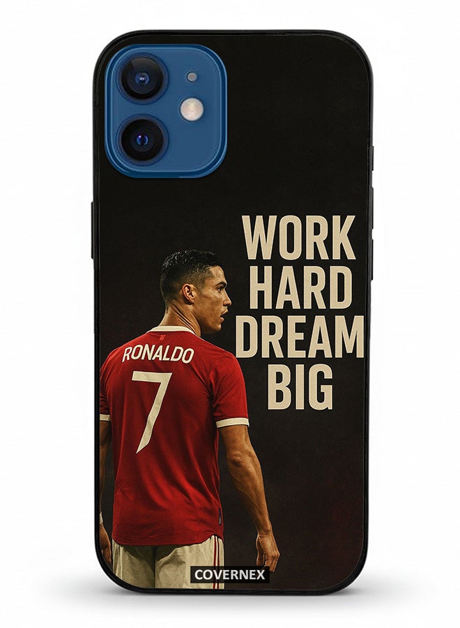 Covernex Apple iPhone 12 Mini Protective Case Cover Printed Featuring Work Hard Dream Big CR7 - Image 2