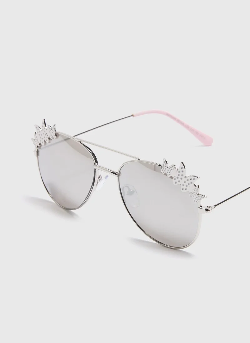 Matalan Girls Silver Butterfly Sunglasses