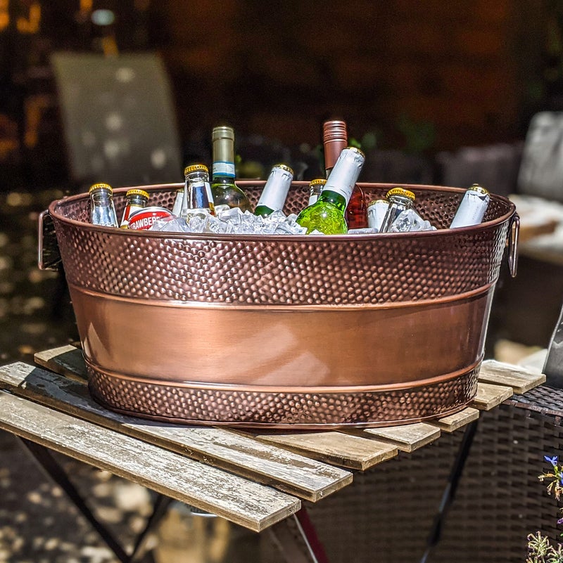 BREKX Aspen Galvanized Tub, Copper Finish Metal Ice and Drink Cooler for Parties, Sealed Leak Resistant Party Cooler, Easy to Clean, Handcrafted, Large Oval 25-Quart (6 Gallon), 30 Bottle Bucket - Image 4