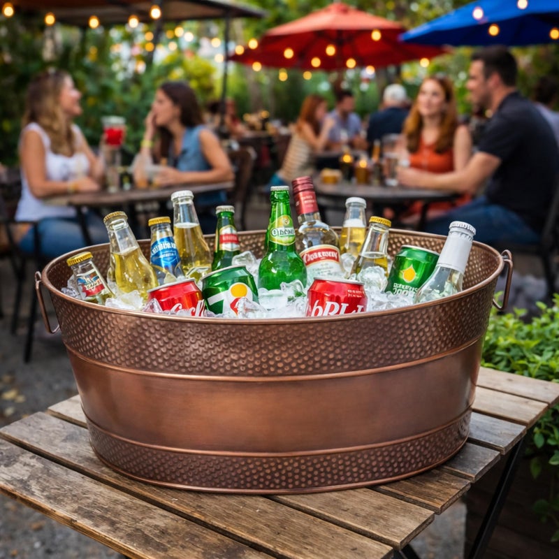 BREKX Aspen Galvanized Tub, Copper Finish Metal Ice and Drink Cooler for Parties, Sealed Leak Resistant Party Cooler, Easy to Clean, Handcrafted, Large Oval 25-Quart (6 Gallon), 30 Bottle Bucket - Image 2