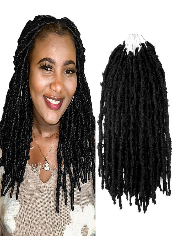 BOHOBABE 8 Packs Butterfly Locs Crochet Hair 14 Inch Light Weight Butterfly Faux Locs Crochet Hair Short Black Distressed Butterfly Locs, 1B - Image 1