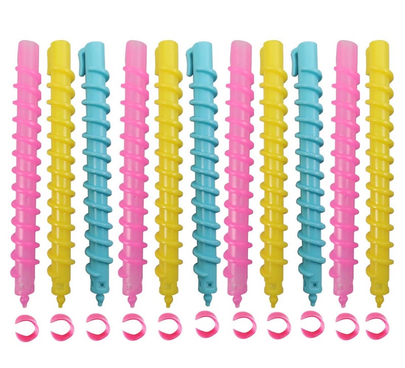 Erioctry 18 Pieces Plastic Long Spiral Hair Curling Rods and Rollers for Women and Girls (7.3 Inch) - Image 1