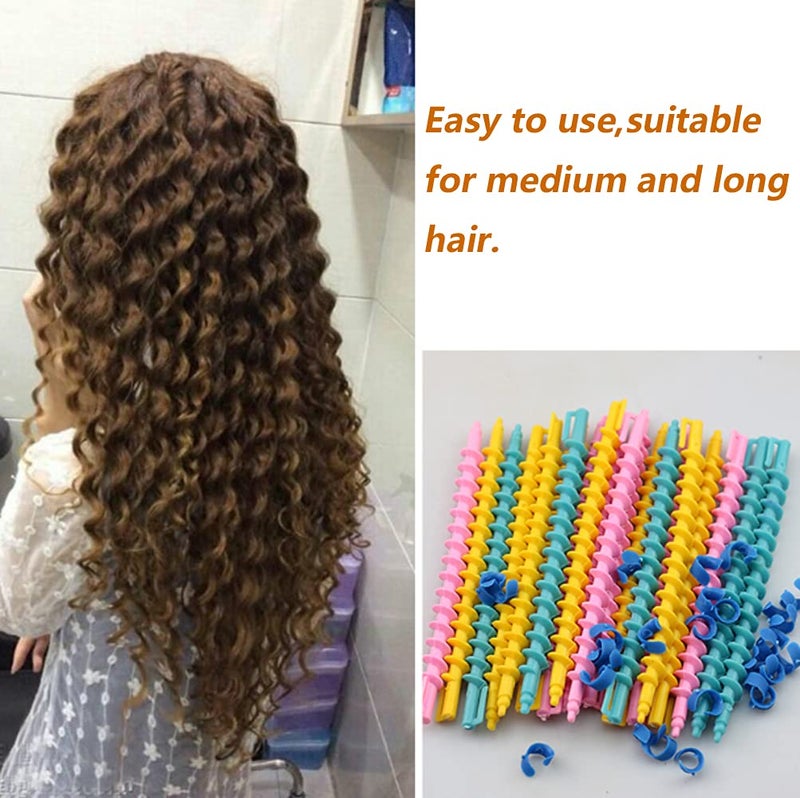 Erioctry 18 Pieces Plastic Long Spiral Hair Curling Rods and Rollers for Women and Girls (7.3 Inch) - Image 2