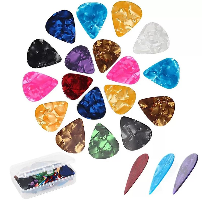 forebile 21 Packs Guitar Picks With Organizer Box Bass Picks Thin, Medium & Heavy 3 Different Thickness For Electric Acoustic Guitars Ukulele Bass, Guitar Gifts For Men Women Players - Image 1