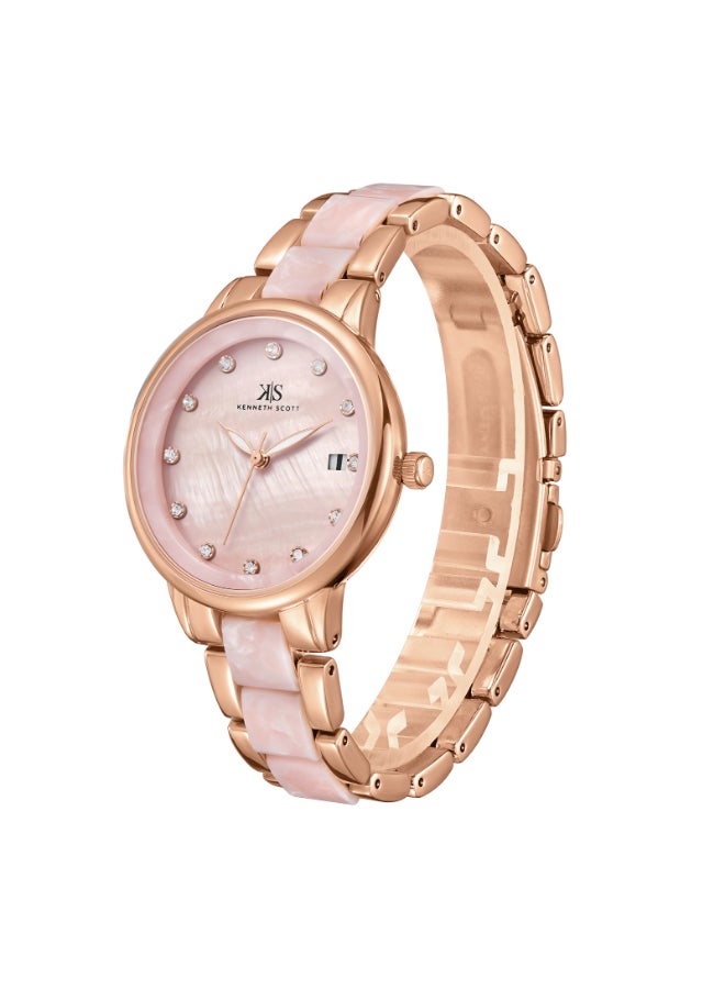 KENNETH SCOTT Women's Alloy and Acetate Plastic Analog Watch K24503-RCPM - 10.3 mm  - Image 2