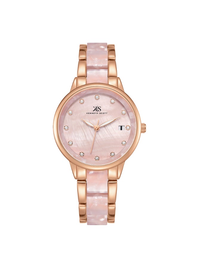 KENNETH SCOTT Women's Alloy and Acetate Plastic Analog Watch K24503-RCPM - 10.3 mm  - Image 1