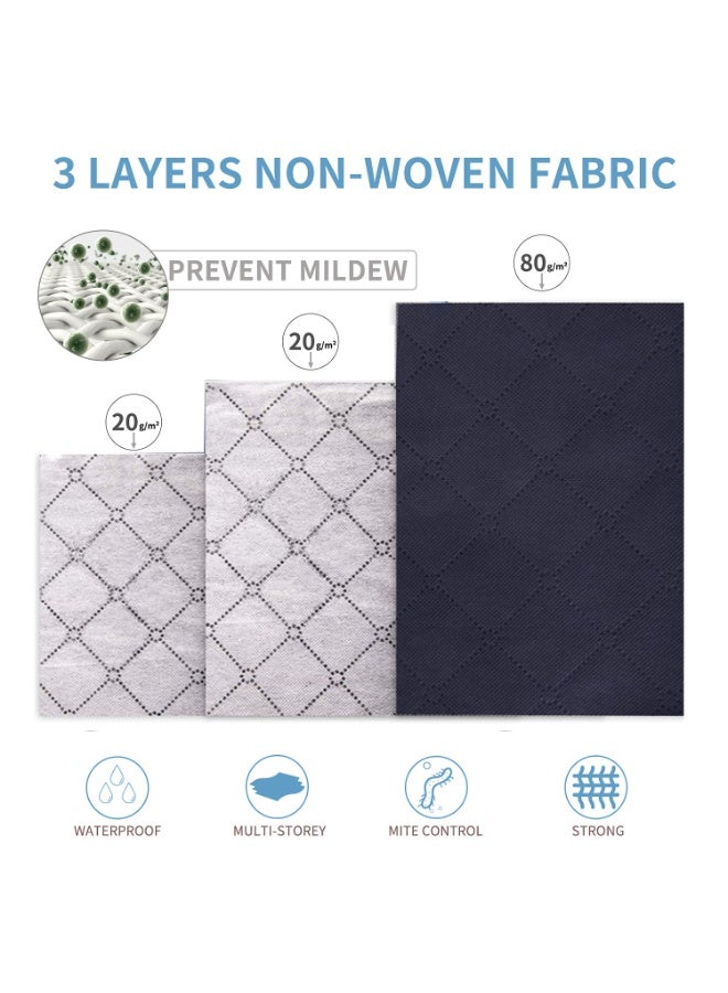 JZS Clothes Storage Bag 90L, Large Capacity Organizer with Thick Non-woven Fabric for Comforters, Bedding, Blankets, Foldable with Clear Window, 3 Pack(Blue) - Image 3