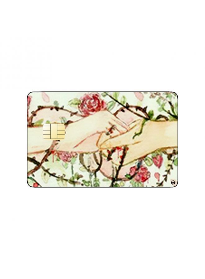 RKN PRINTED BANK CARD STICKER Beautiful Pink Flowers Drawing - Image 2