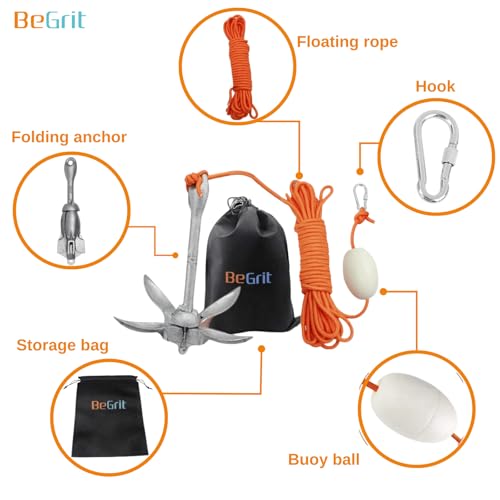 BeGrit Kayak Anchor 3.5lb Folding Marine Anchor Small Boat Anchor for Fishing,Kayak,Paddle Board,Canoe,Jet Ski, with 32.8 ft Anchor Tow Rope Carrying Bag - Image 2