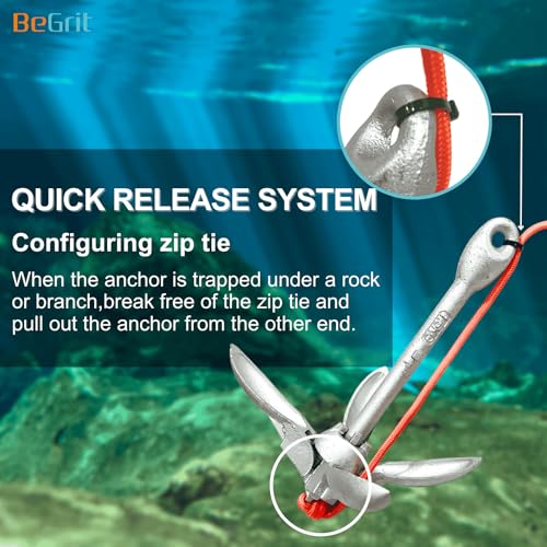 BeGrit Kayak Anchor 3.5lb Folding Marine Anchor Small Boat Anchor for Fishing,Kayak,Paddle Board,Canoe,Jet Ski, with 32.8 ft Anchor Tow Rope Carrying Bag - Image 5