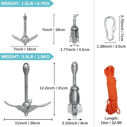 BeGrit Kayak Anchor 3.5lb Folding Marine Anchor Small Boat Anchor for Fishing,Kayak,Paddle Board,Canoe,Jet Ski, with 32.8 ft Anchor Tow Rope Carrying Bag - Image 3