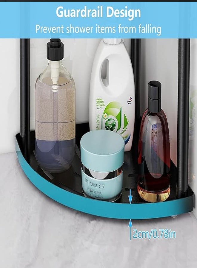 4 - Tier  Corner Shelf - Corner Shower Caddy Standing - Tier Rust Proof Floor Standing Shower Organizer with 4 Hooks, Waterproof Corner Stand Shower Shelf Storage Rack Ideal for Bathroom, Kitchen, Balcony & Living Room - With Free Hooks(White)  - Image 4