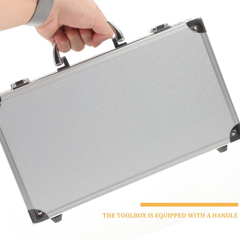 Aluminum Toolbox Case with Lock Portable Storage Organizer for Tools and Medicine 29x16x7cm White - Image 5