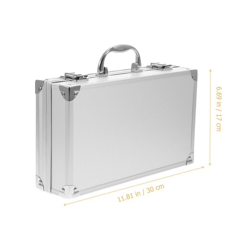 Aluminum Toolbox Case with Lock Portable Storage Organizer for Tools and Medicine 29x16x7cm White - Image 3