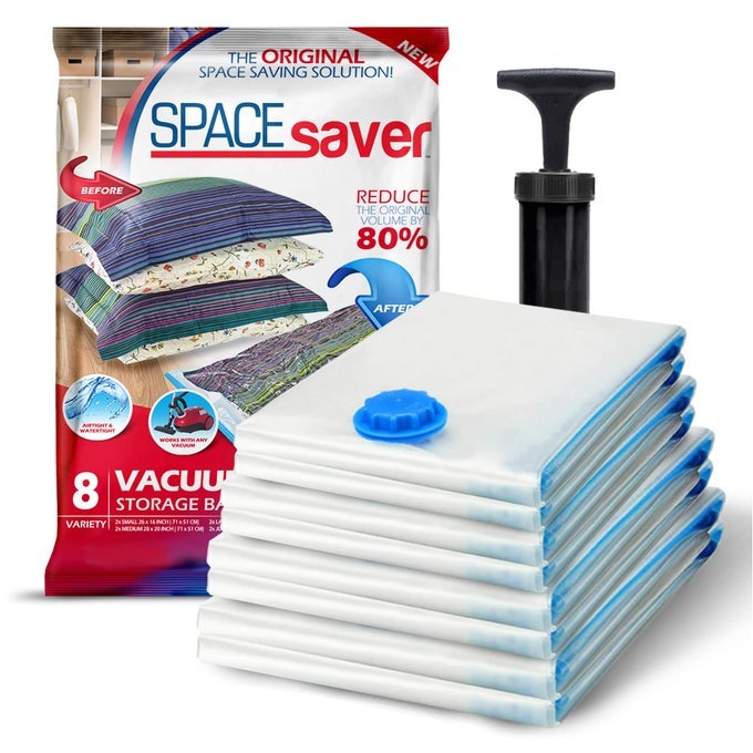 8PACK VARIETY VACUUM STORAGE BAGS FOR COMFORTERS BLANKETS CLOTHES VACUUM SEALED COMPRESSION BAGS WITH HAND PUMP SPACE SAVER STORAGE BAGS FOR BEDDINGTRAVEL ORGANIZATION 2S 2M 2L 2XL