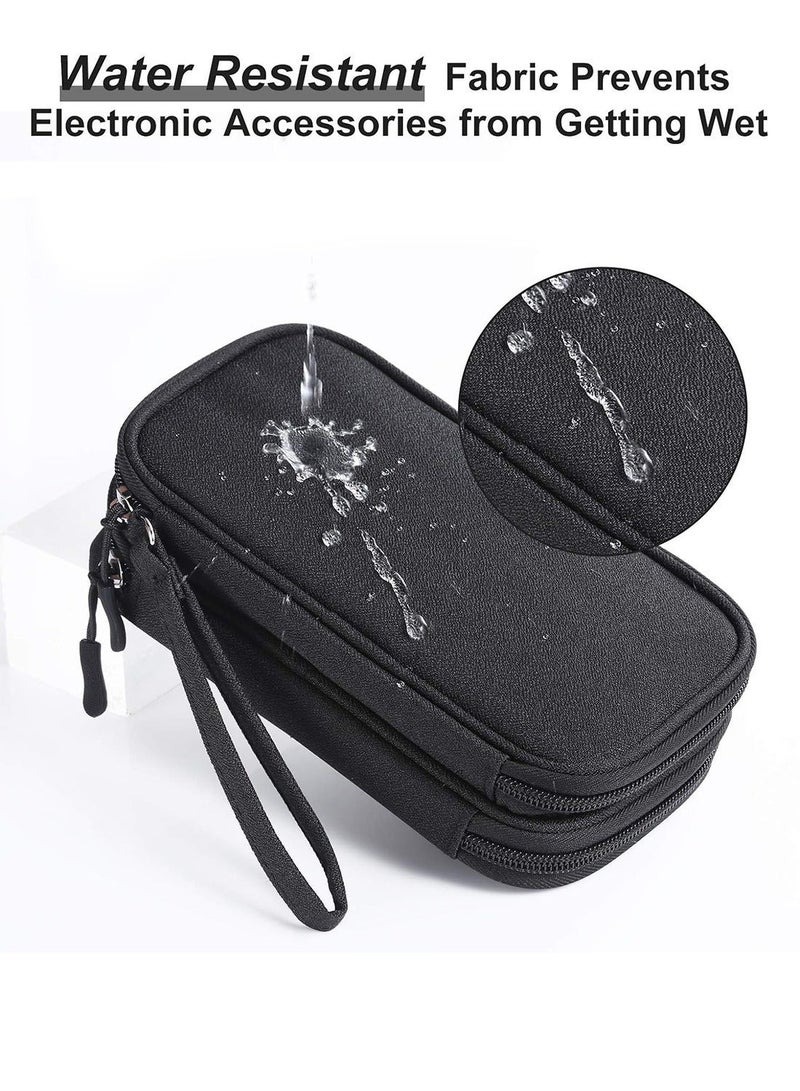 Double Layers Waterproof Travel Cable Organizer Bag, Electronic Accessories Carry Case, Smooth zipper closure, Black - Image 4