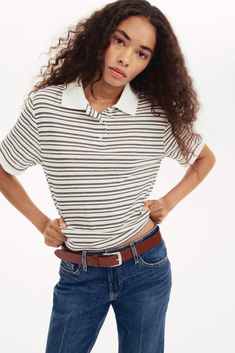 اتش اند ام تي-شيرت بولو محبوك بملمس ناعم