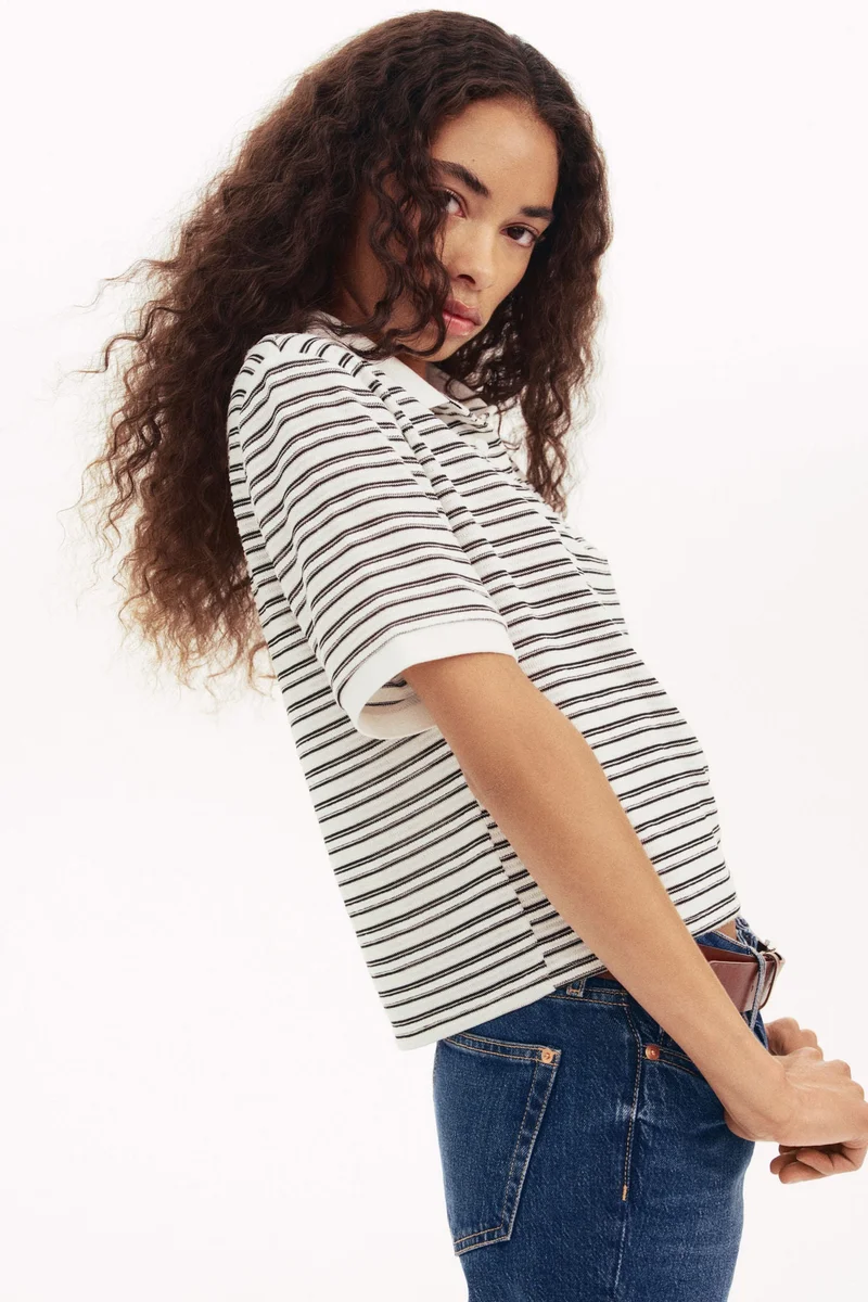 اتش اند ام تي-شيرت بولو محبوك بملمس ناعم