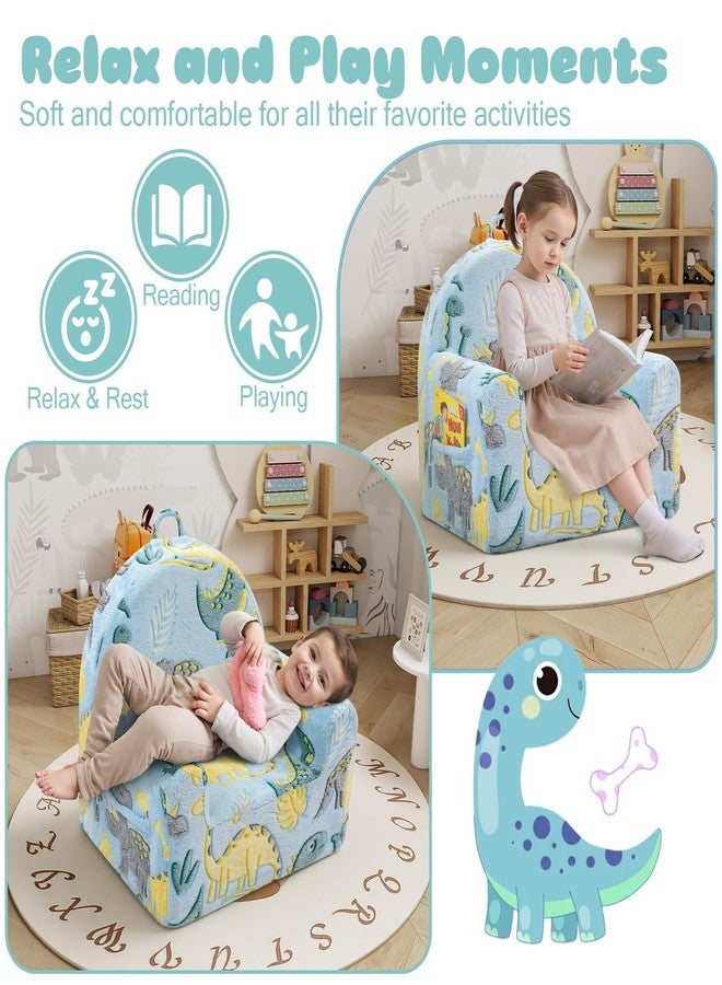 MeMoreCool Comfy Toddler Chair for 1-3 Years Old, Glow Dinosaur Kids Reading Chair, Soft Plush Toddler Armchair, Cozy Foam Lounge Kids Armchair for Baby Room, Living Room, Playroom, Reading Nook - Image 3