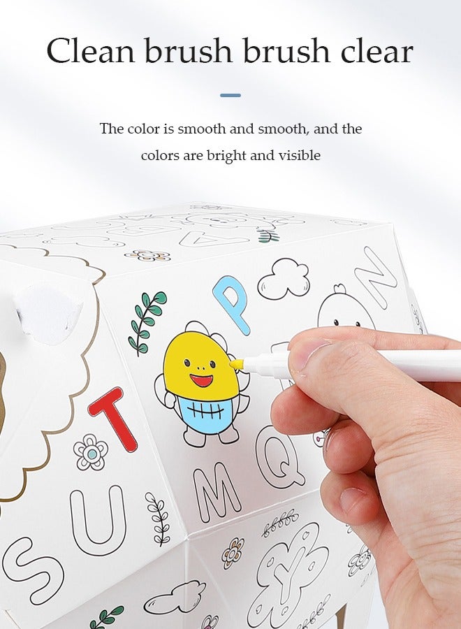 DUNISO Three dimensional assembly graffiti children's toys,DIY Doodle Cardboard Coloring Creative Crafts Play House Project Assemble And Paint Educational Toys For Kids,Lucky Sheep - Image 3
