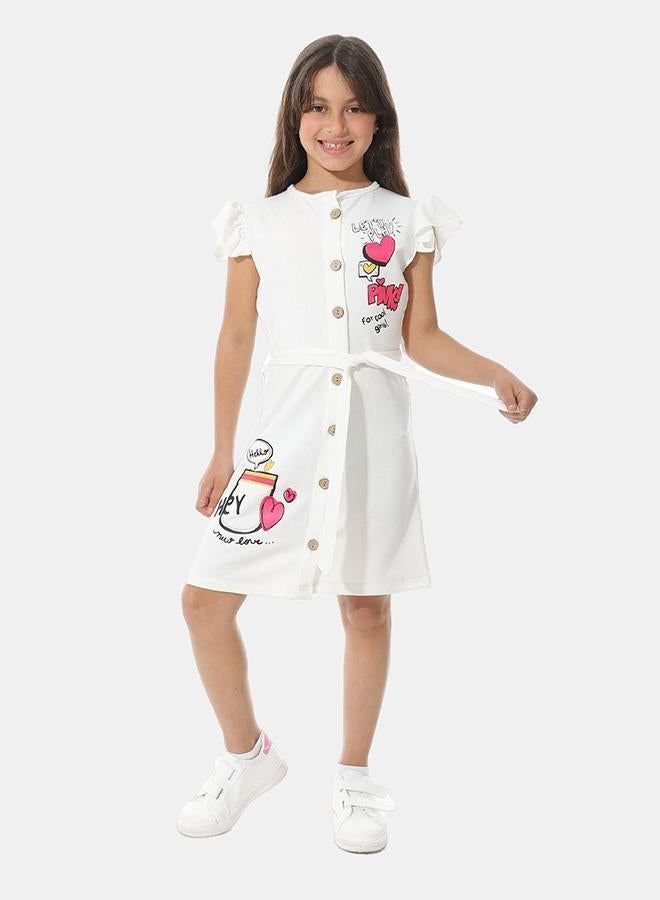 Red Circle Front Printed Dress g05 - Image 1