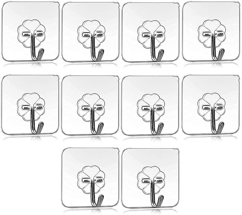 MorivaHomes Multipurpose Pack of 10 Self Adhesive Flower Design Wall Hooks Waterproof Nail Free Sticky Plastic No Drilling Hooks Multipurpose Home Storage Ideal for Wall,Bedroom,Bathroom &Kitchen - Image 1