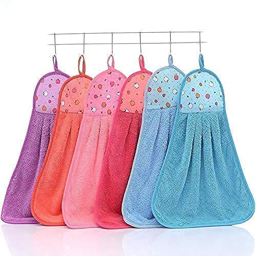 Outlay Home Microfiber wash Basin Hanging Hand Kitchen Towel Napkin with Ties, 36x26 CM - 6 Piece (Multicolor) - Image 1