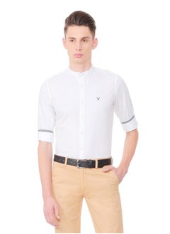 قميص Allen Solly للرجال بقصّة هندسيّة Slim-fit (ASSFWMOFI31587_White 39)