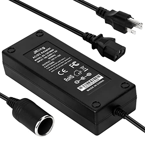 JRing AC to DC Converter 10A 110-220V to 12V Under 120W Car Cigarette Lighter Socket Power Adapter for Car Vacuum Tire Inflator and Other Car Devices - Image 1
