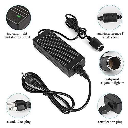JRing AC to DC Converter 10A 110-220V to 12V Under 120W Car Cigarette Lighter Socket Power Adapter for Car Vacuum Tire Inflator and Other Car Devices - Image 2