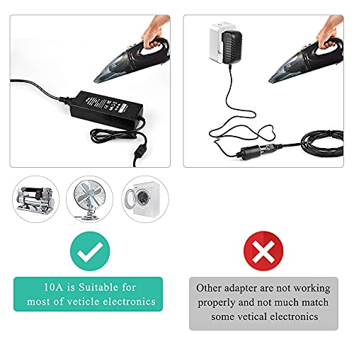 JRing AC to DC Converter 10A 110-220V to 12V Under 120W Car Cigarette Lighter Socket Power Adapter for Car Vacuum Tire Inflator and Other Car Devices - Image 5