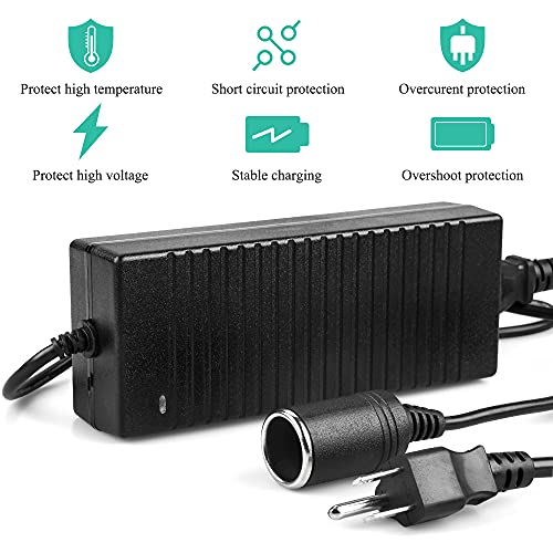 JRing AC to DC Converter 10A 110-220V to 12V Under 120W Car Cigarette Lighter Socket Power Adapter for Car Vacuum Tire Inflator and Other Car Devices - Image 3