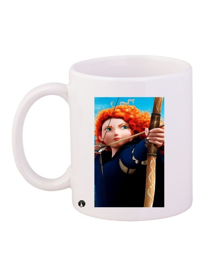 RYN Cartoon Character Printed Coffee Mug White/Blue/Brown 11ounce