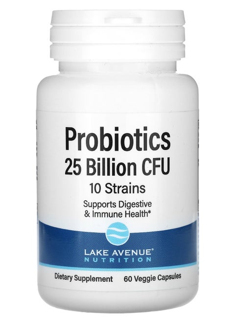 Probiotics 10 Strain Blend 25 Billion CFU 60 Veggie Capsules