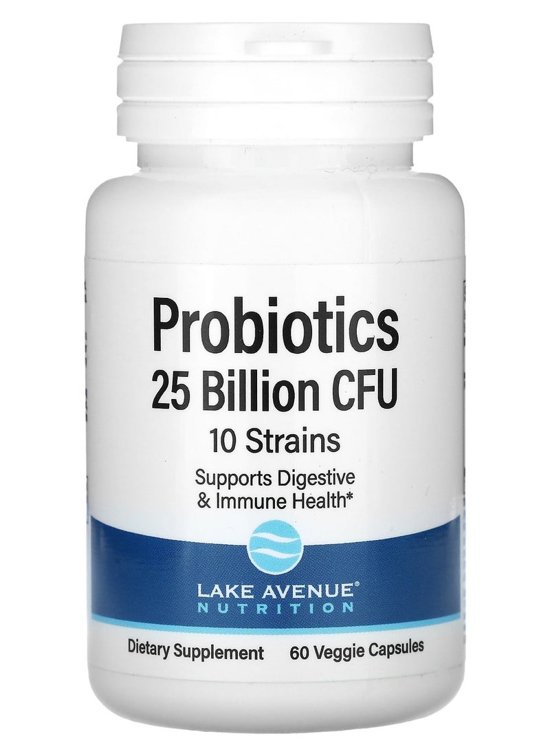 Lake Avenue Nutrition - Probiotics 10 Strain Blend 25 Billion CFU 60 Veggie Capsules - Image 1