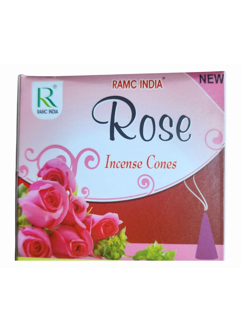 Ramc India Rose Incense Cones| Aromatherapy | Dhoop Batti | Devotional Dhoop Cones for Pooja, Home, Rituals, Special Occasions, Aromatherapy and Meditation 