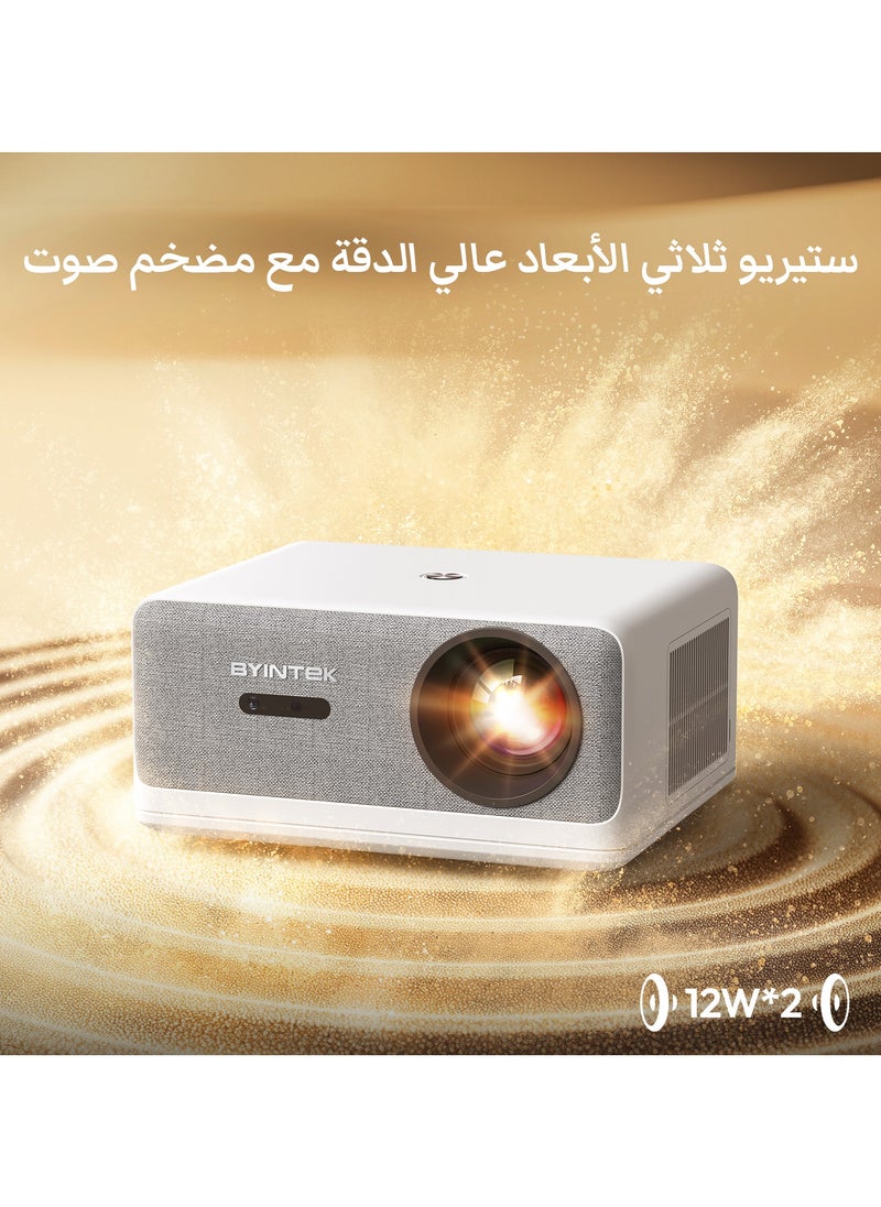 BYINTEK - U14 Smart Projector, 1080P Full HD Projector, 1250 ANSI, Auto Focus, Auto Keystone, WiFi Projector Suitable for Home Theater and Games - Image 1
