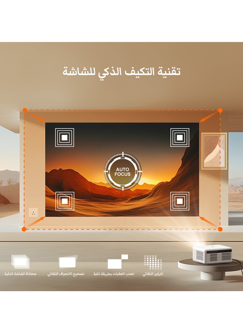BYINTEK - U14 Smart Projector, 1080P Full HD Projector, 1250 ANSI, Auto Focus, Auto Keystone, WiFi Projector Suitable for Home Theater and Games - Image 1