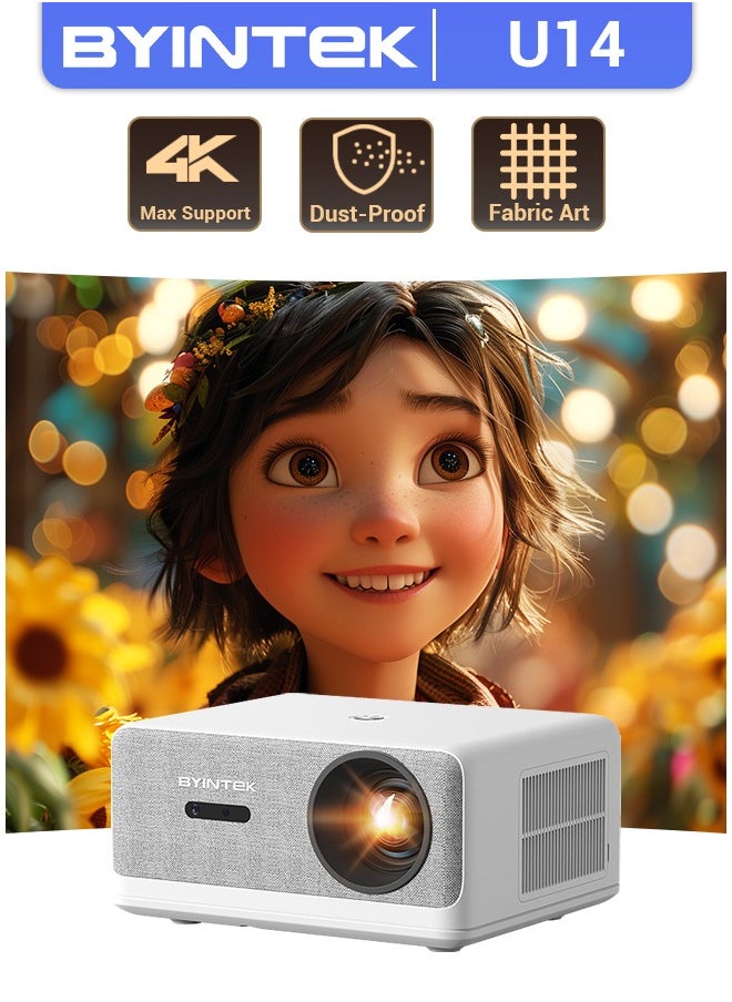 BYINTEK - U14 Smart Projector, 1080P Full HD Projector, 1250 ANSI, Auto Focus, Auto Keystone, WiFi Projector Suitable for Home Theater and Games - Image 1