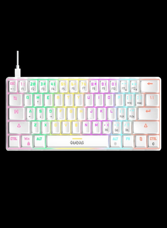 GAMDIAS Zeus Hermes E4 3-in-1 Combo, 60% Multi-Colored Mechanical Keyboard, RGB 12800 DPI Ergonomic Mouse, Non-Slip Extended Gaming Mouse Mat, White - Image 2