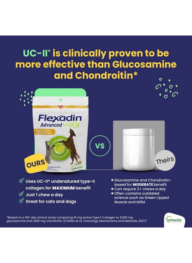 Vetoquinol - Flexadin Advanced Dog Hip And Joint Supplement With UcIi Collagen, One Chew A Day Hip And Joint Support Chew For Dogs And Cats, Clinically Proven VetApproved Formula, 60 Chews - Image 1